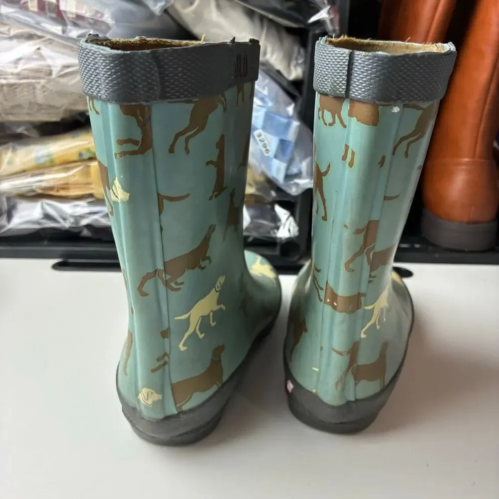 Hatley Unisex/Boys Blue Hunting Dogs Labrador Rainboot Size Toddler 7 No Handles
